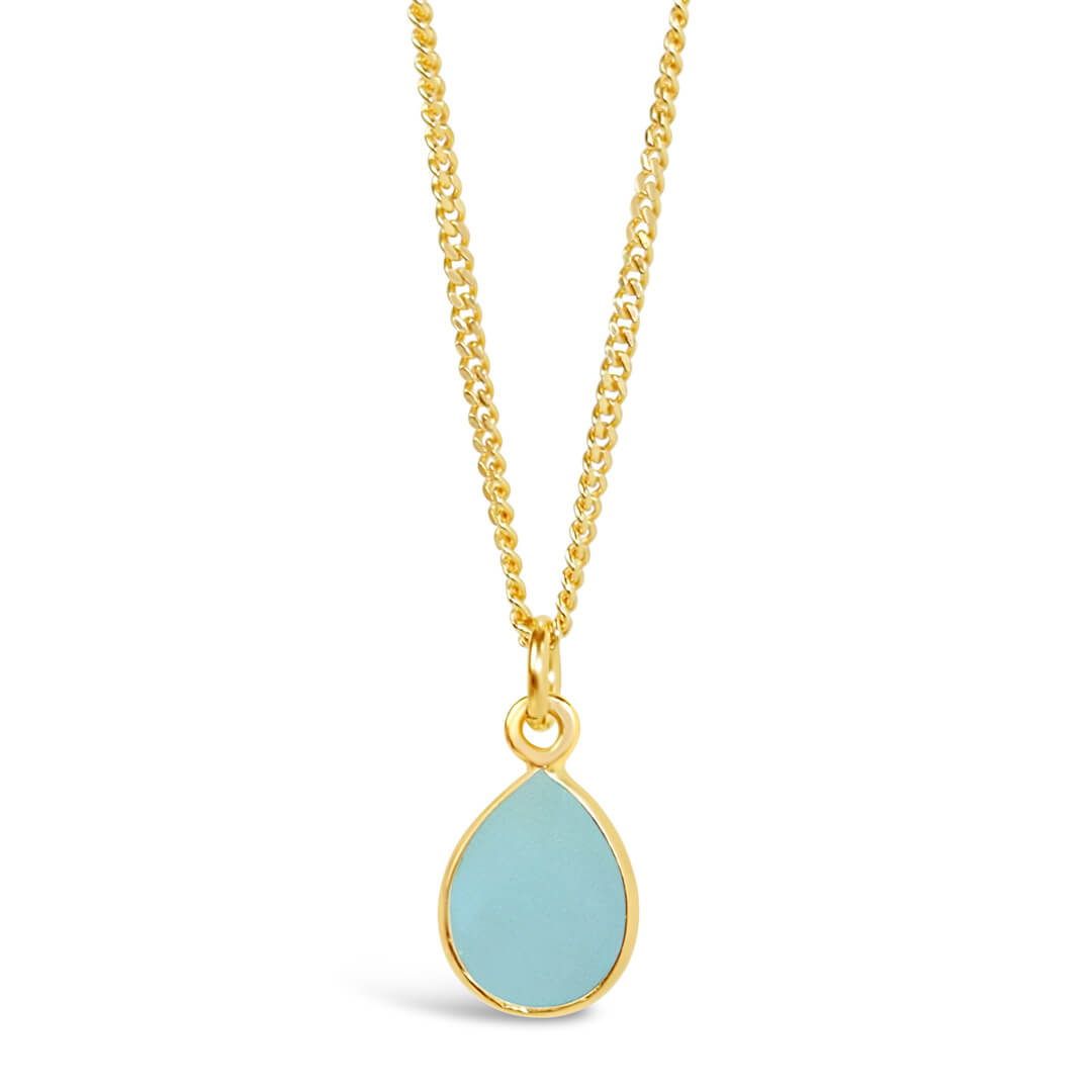 Aqua Chalcedony Necklace | Gold | March Birthstone