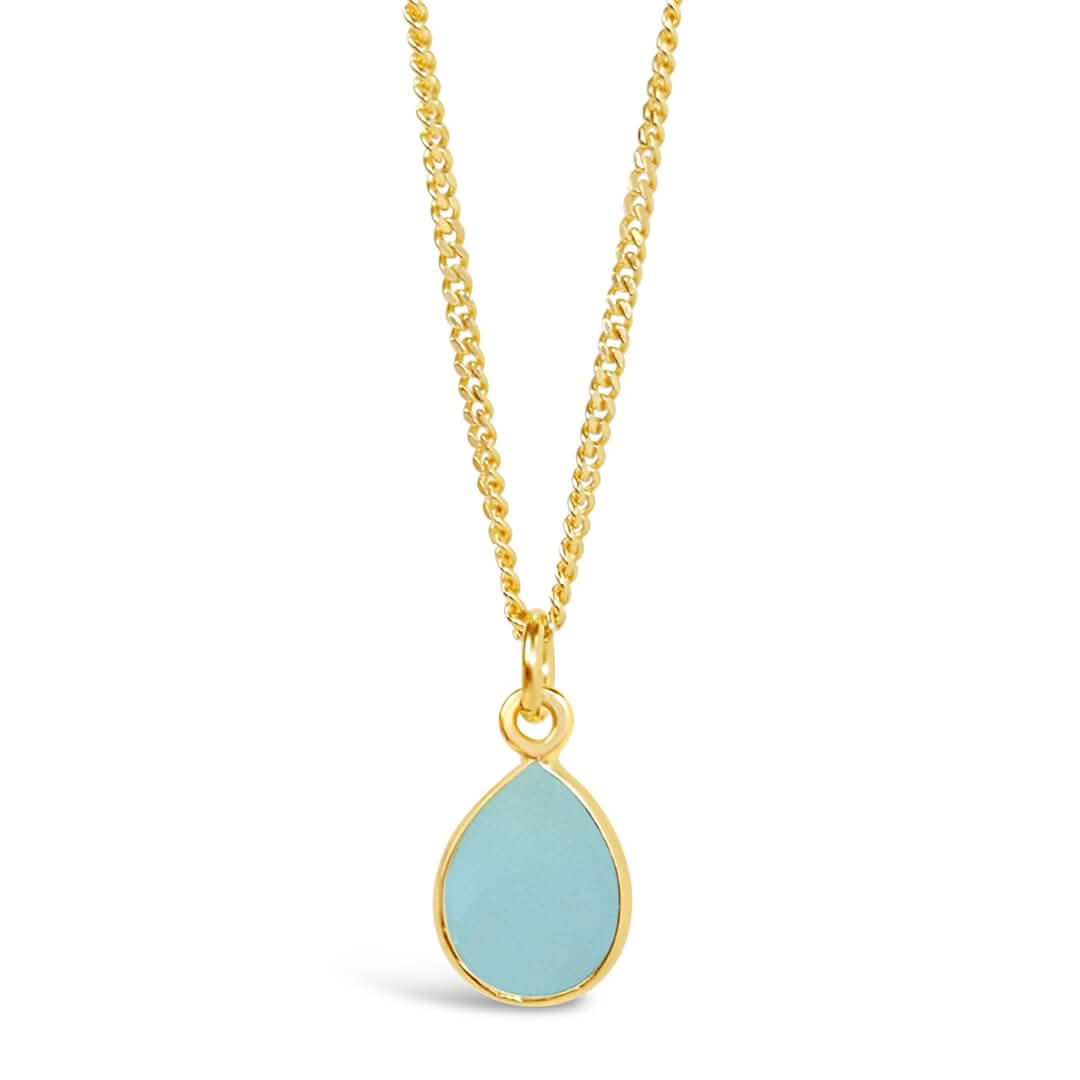 Aqua Chalcedony Necklace | Gold | March Birthstone