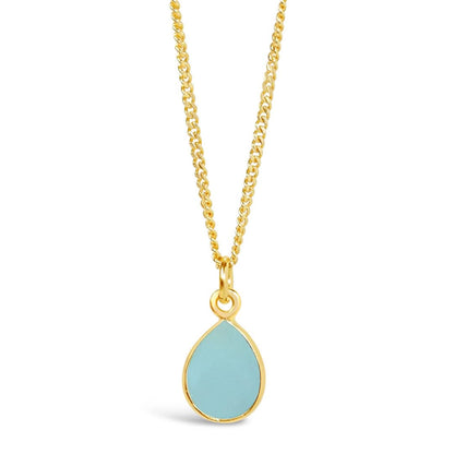 Aqua Chalcedony Necklace | Gold | March Birthstone