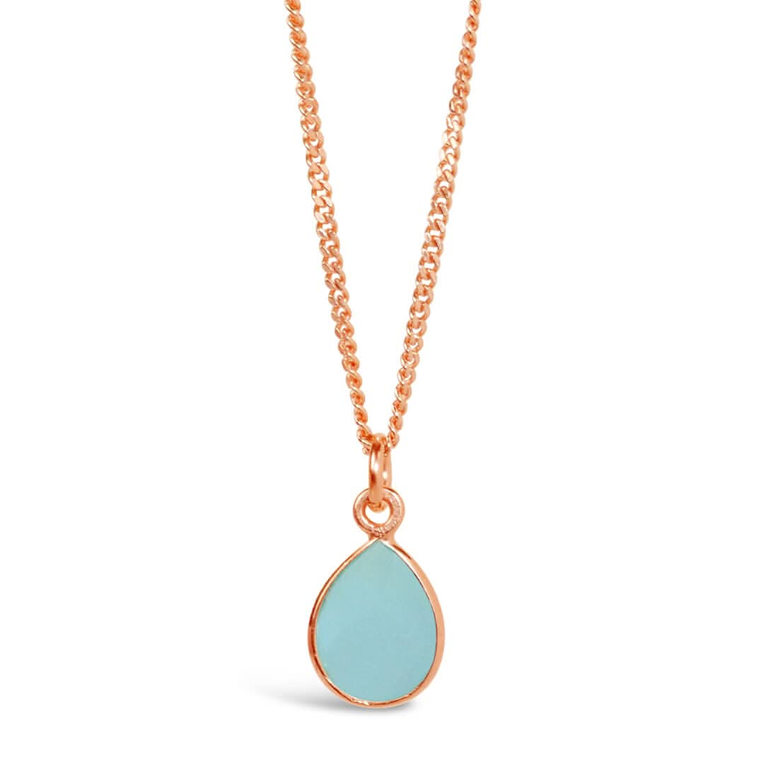 Aqua Chalcedony Necklace | Rose Gold | March