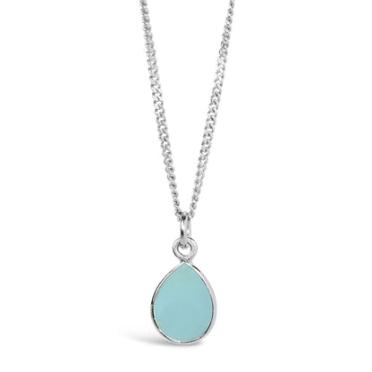 Aqua Chalcedony Necklace | Silver | March Birthstone