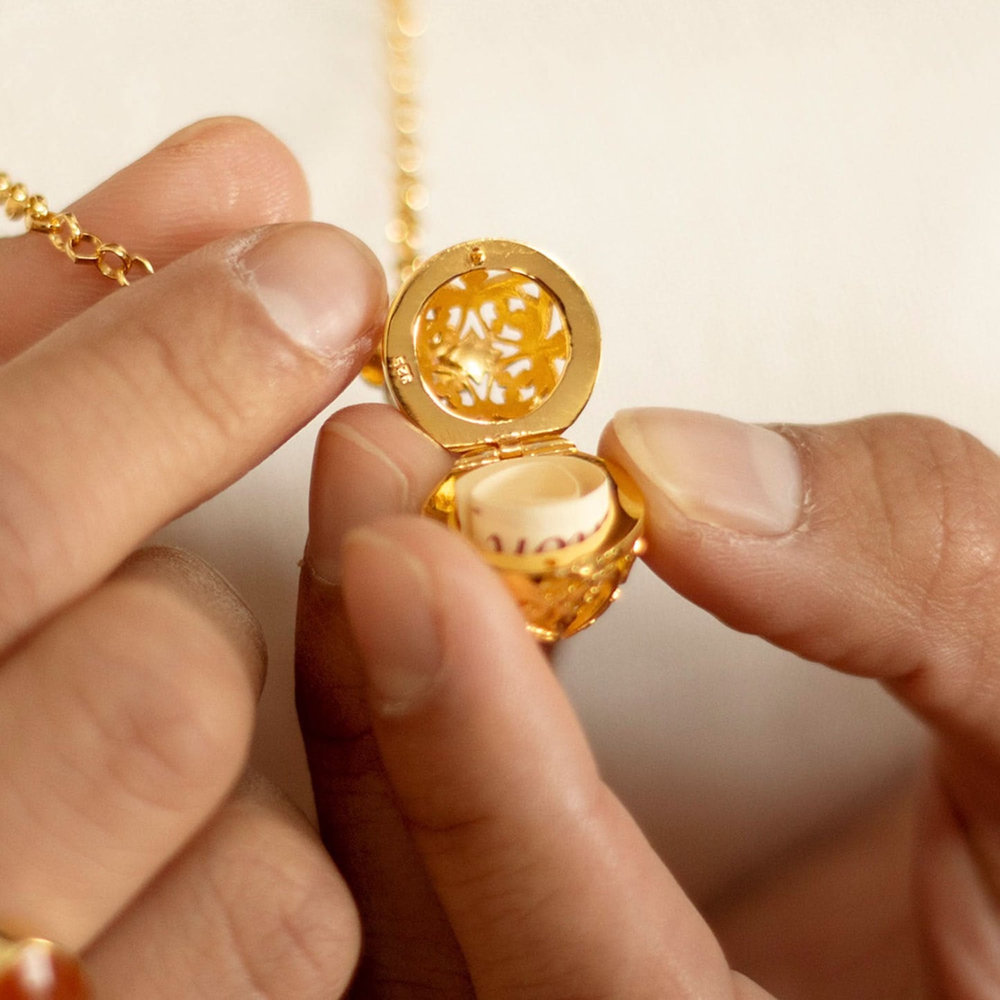 Bird Locket Gold + Secret Message