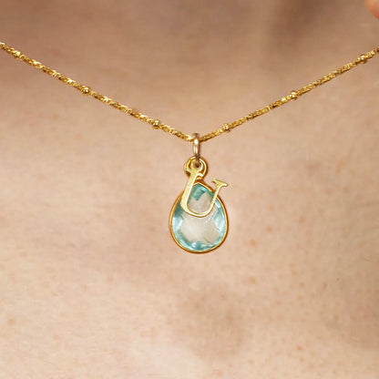 Blue Topaz Charm Necklace | Gold - December