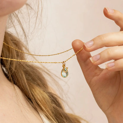 Blue Topaz Charm Necklace | Gold - December