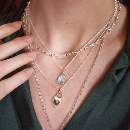 Blue Topaz Charm Necklace | Silver - December