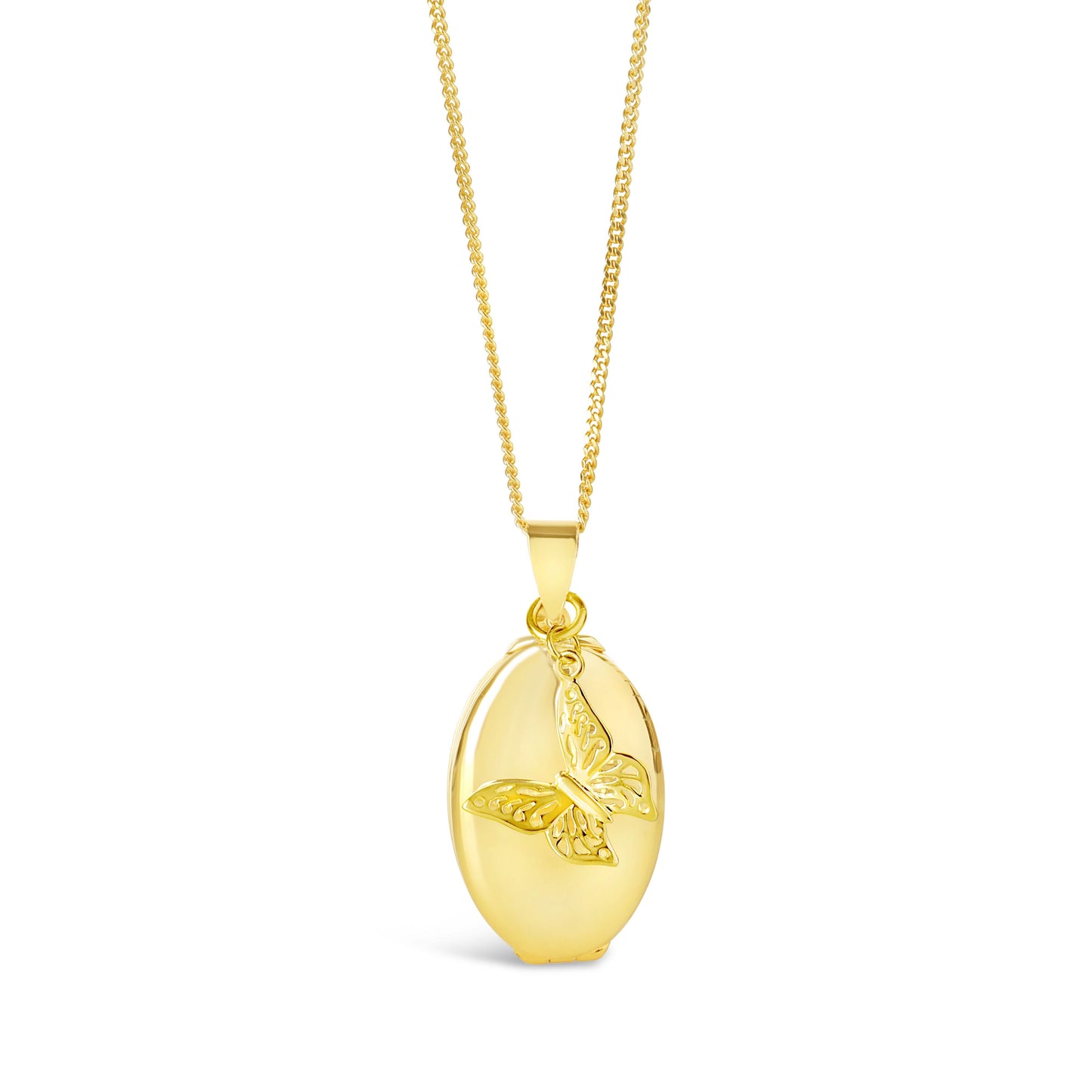 Four Photo Oval Butterfly Locket Gold + Photos