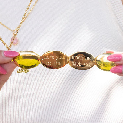 Four Photo Oval Butterfly Locket Gold + Photos