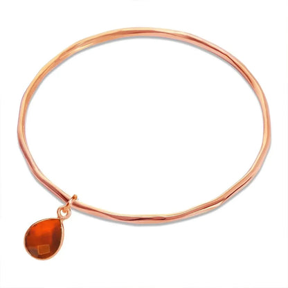 Rose Gold Carnelian charm bangle