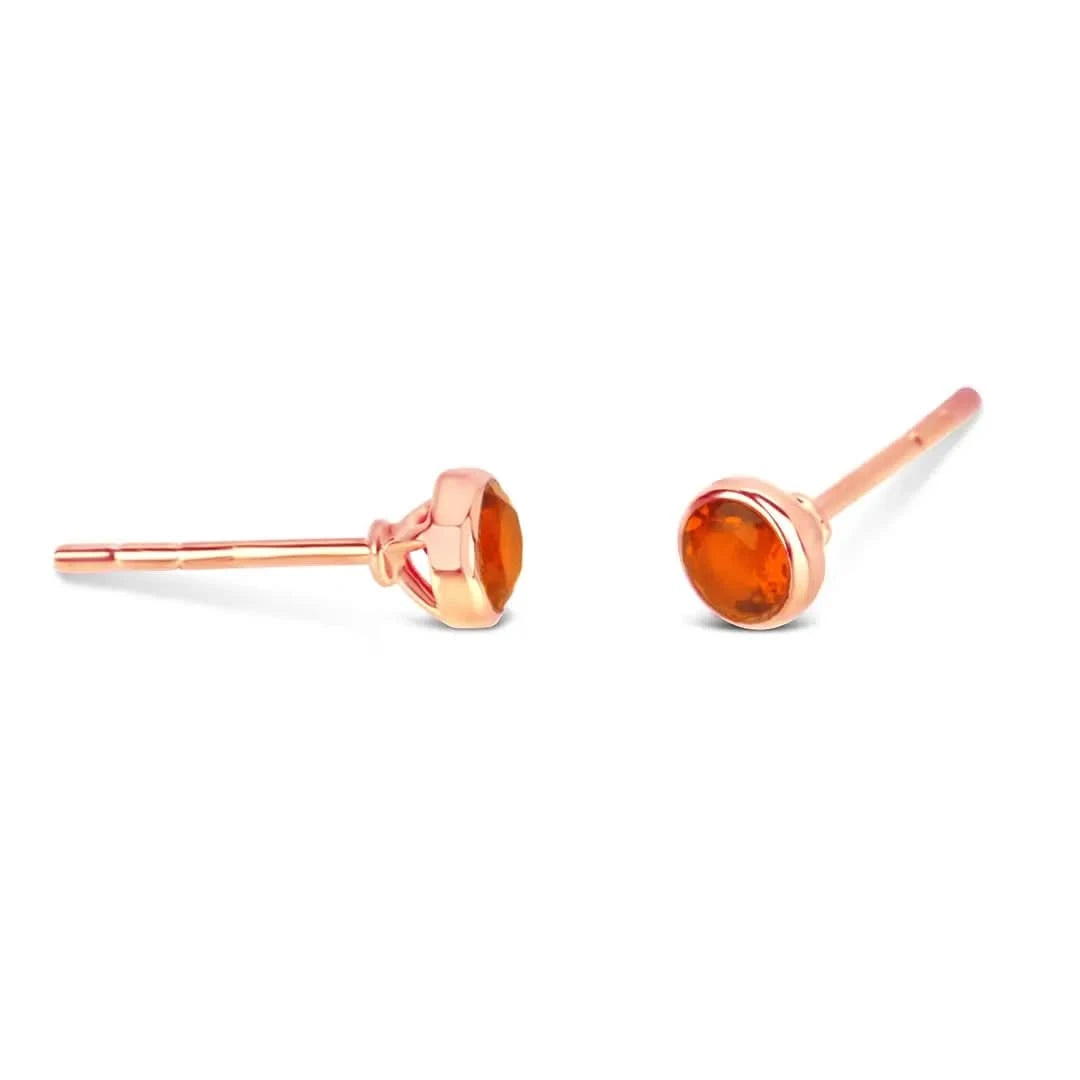 Carnelian mini stud earrings in rose gold 