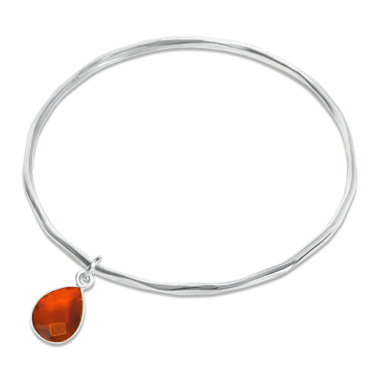 Sterling silver Carnelian charm bangle
