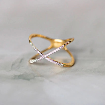 multi diamond cross solid gold ring