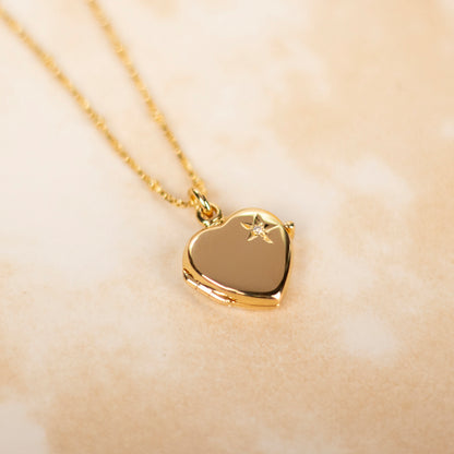 2 Photo Diamond Heart Locket | Gold