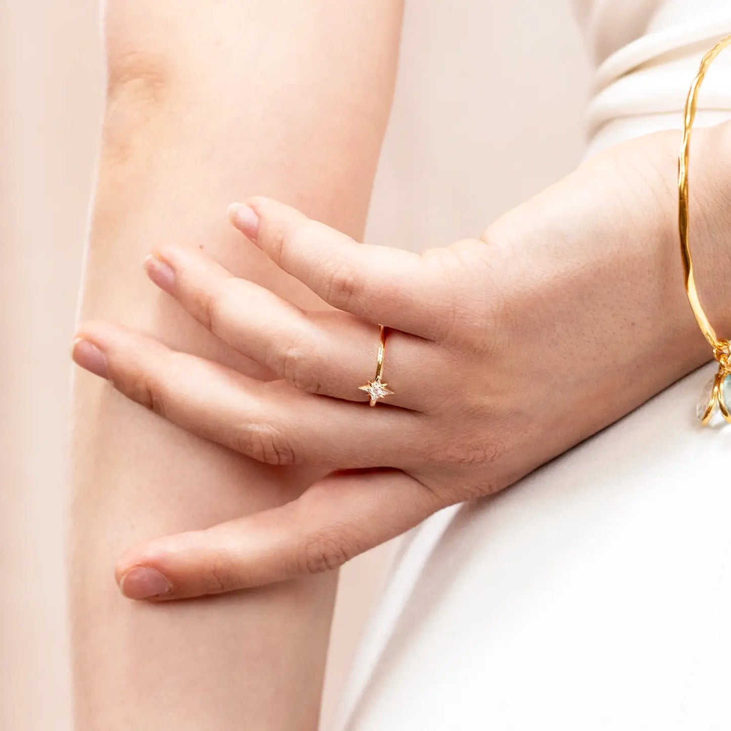 Solid Gold Diamond Star Ring