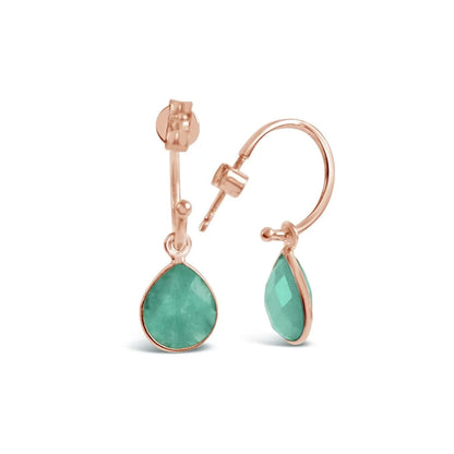 Chrysoprase Hoop Earrings | Rose Gold | May