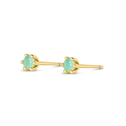4mm real emerald stud earrings in 9 carat gold setting by Lily Blanche  photograped without butterflies
