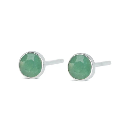 Chrysoprase Mini Stud Earrings | Silver | May