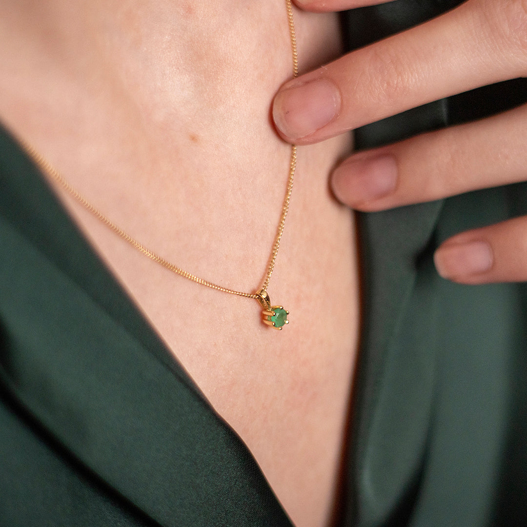 Emerald Charm Necklace | Gold | May
