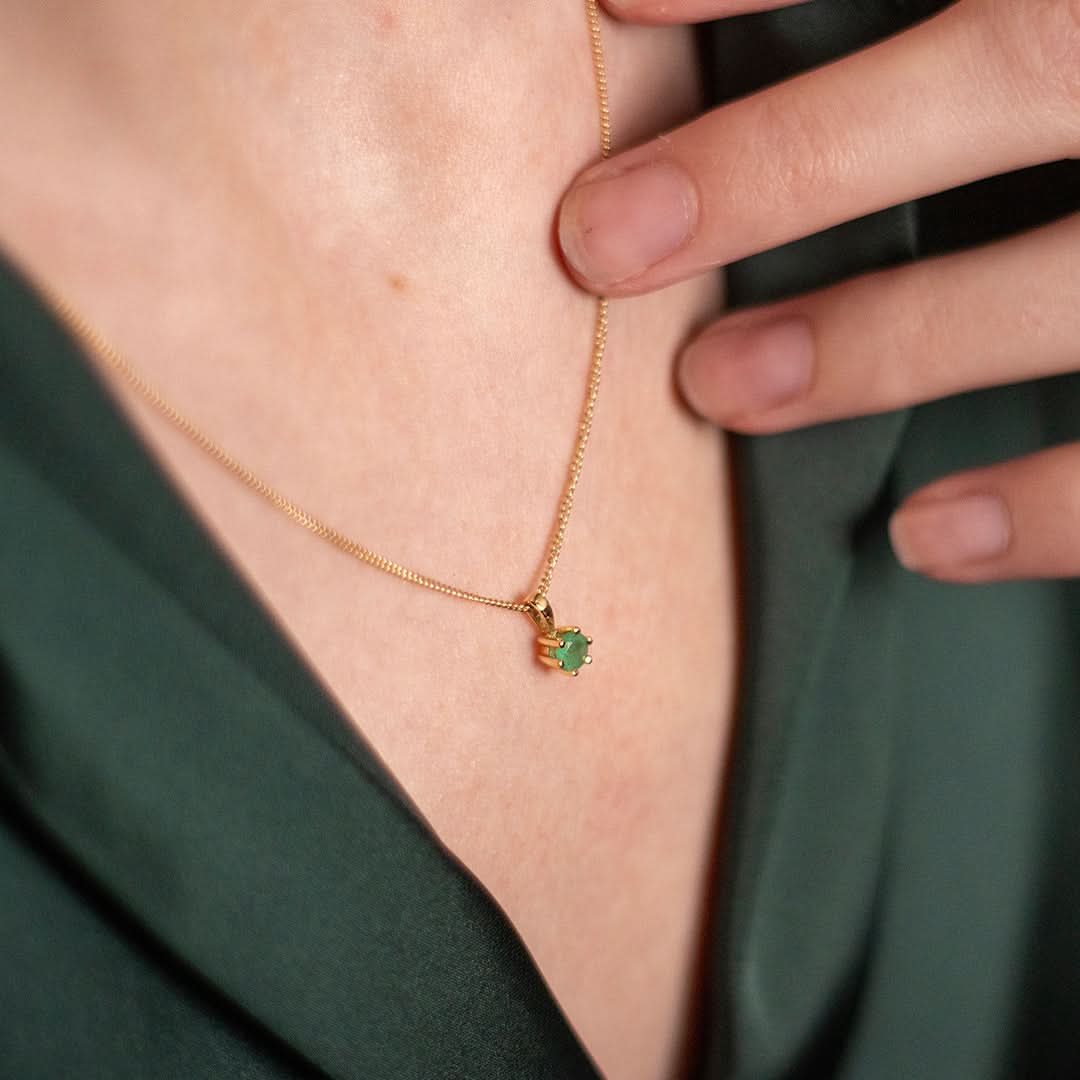 Emerald Charm Necklace in Gold