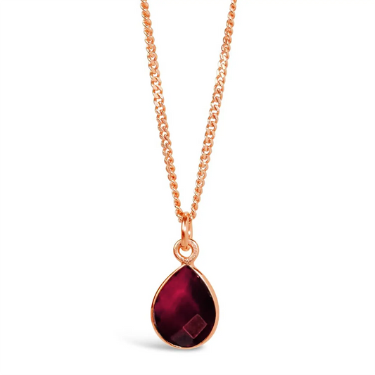 Garnet Charm Necklace | Rose Gold | January