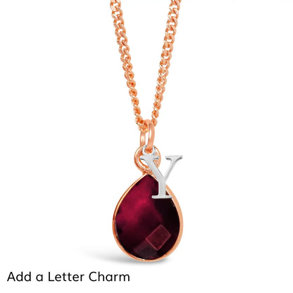 Garnet Charm Necklace | Rose Gold | January