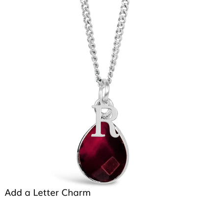 Garnet Charm Necklace | Silver | January