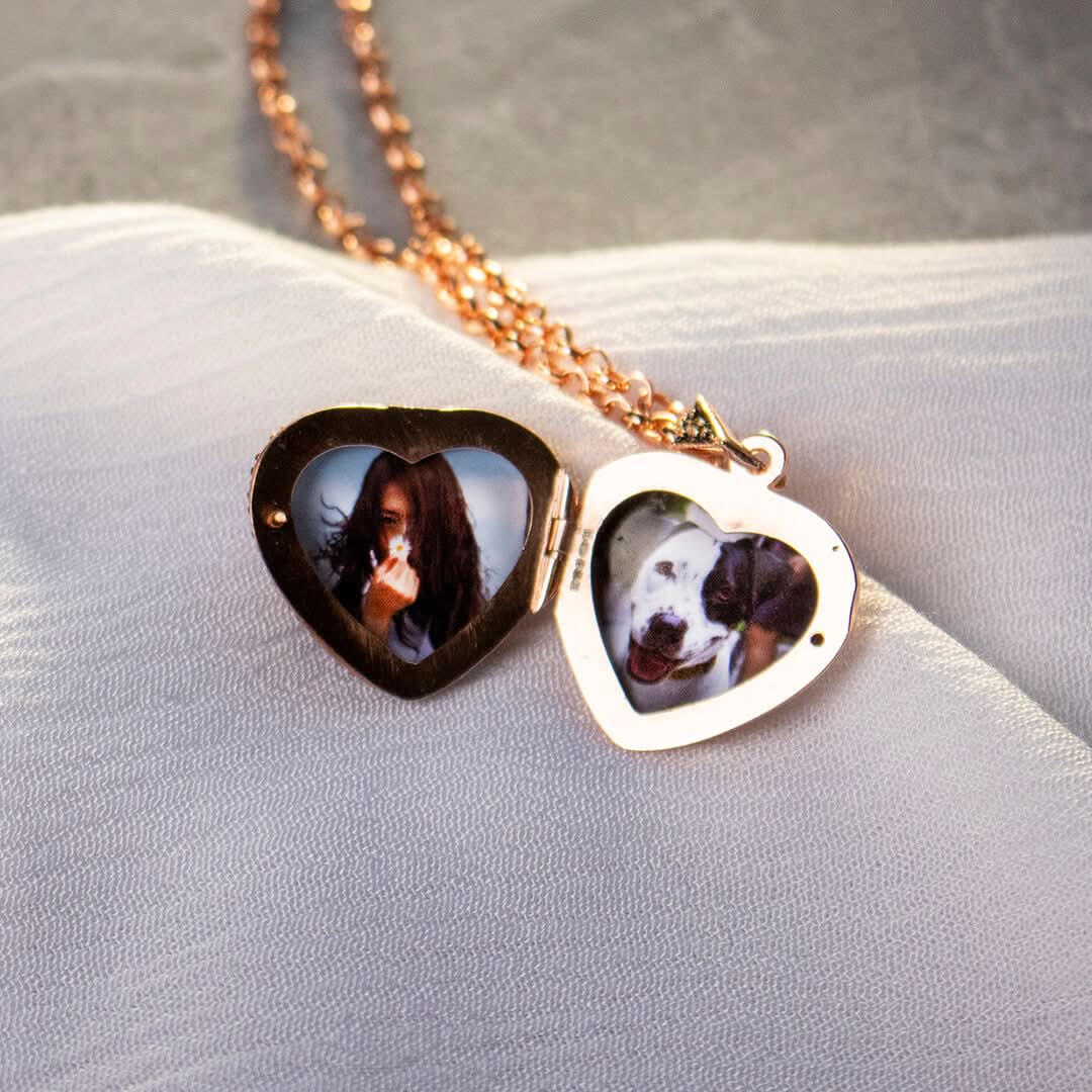 Amethyst Vintage Heart Locket Rose Gold + Photos