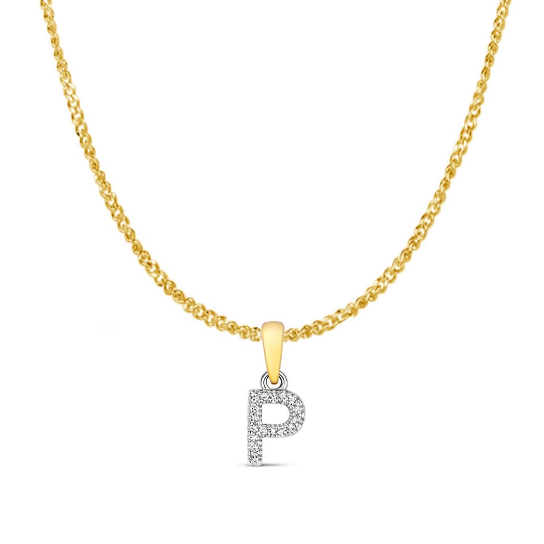 Diamond Initial Necklace | Solid 9 Carat Gold Charm | A to Z