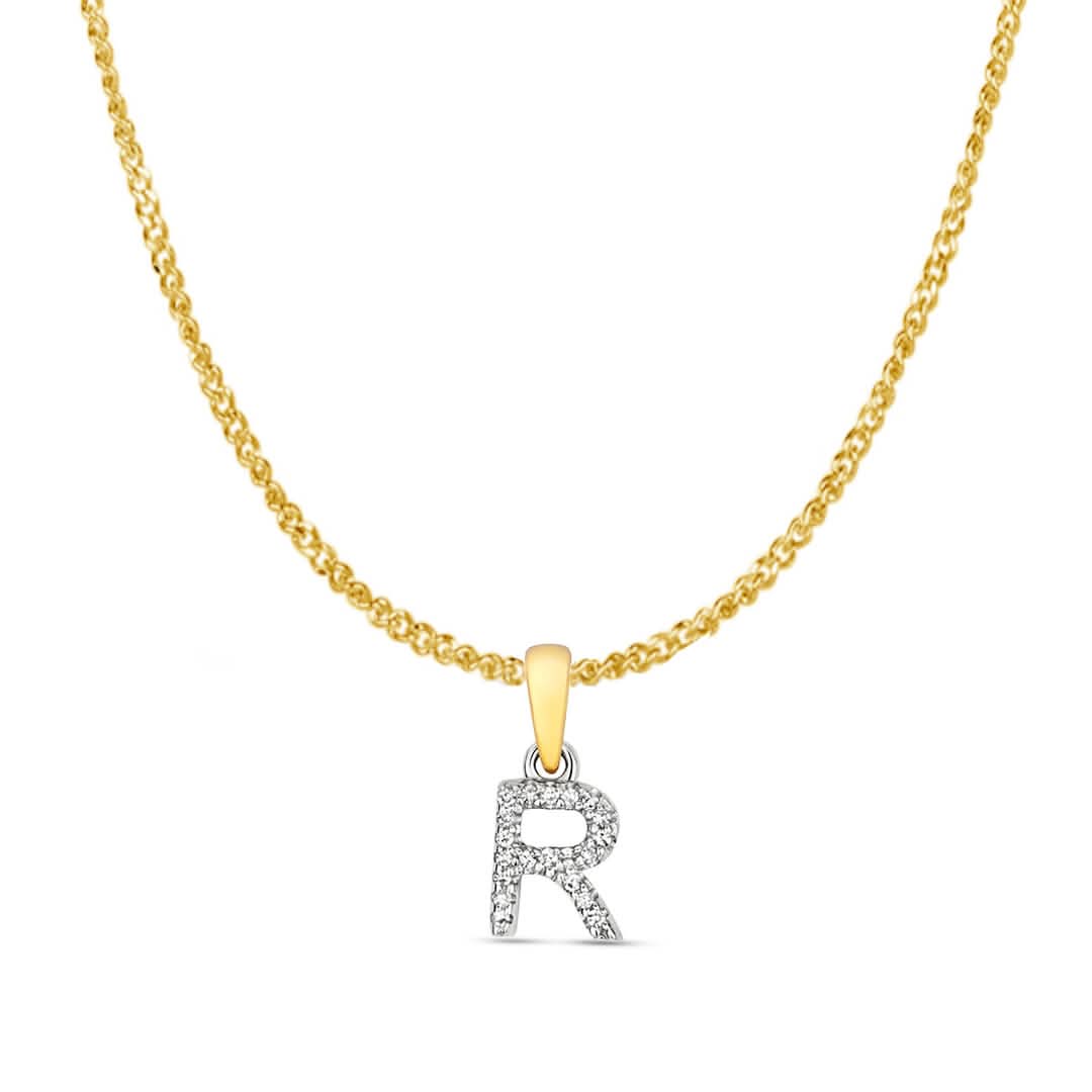 Diamond Initial Necklace | Solid 9 Carat Gold Charm | A to Z
