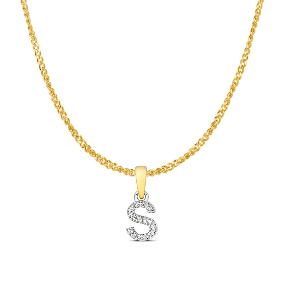 Diamond Initial Necklace | Solid 9 Carat Gold Charm | A to Z
