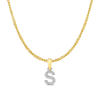 Diamond Initial Necklace | Solid 9 Carat Gold Charm | A to Z