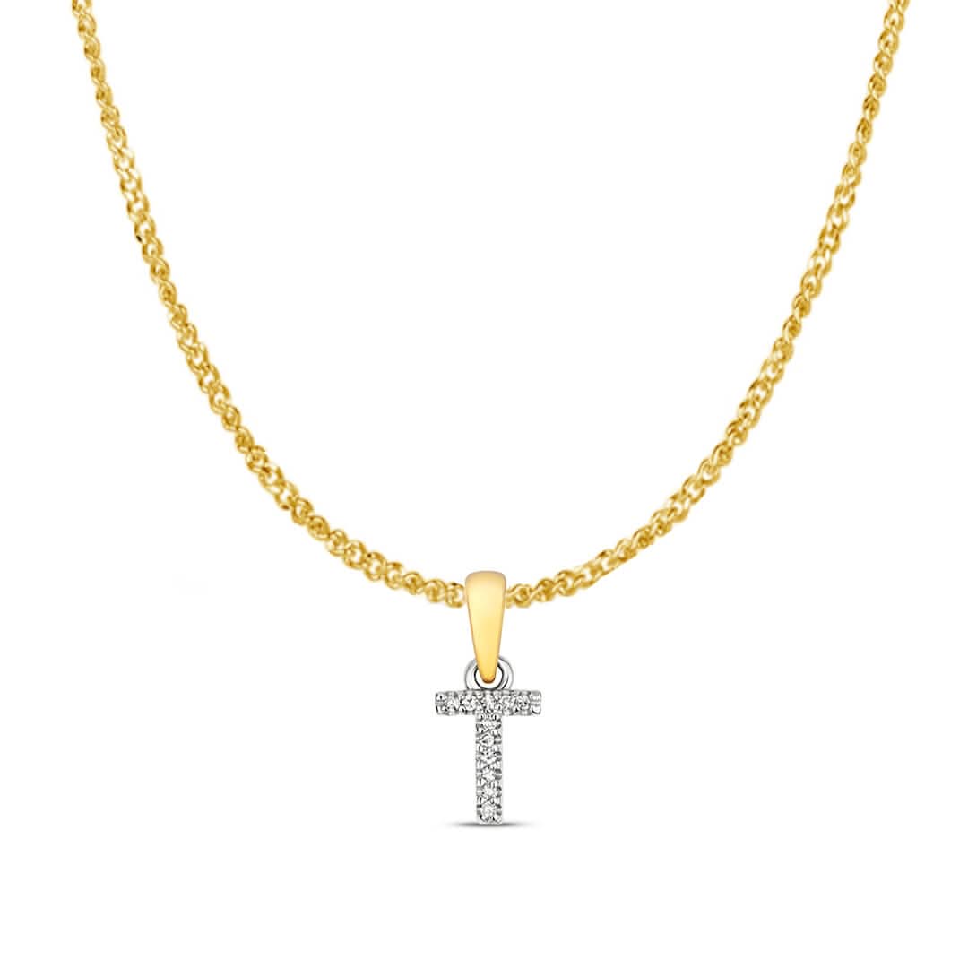 Diamond Initial Necklace | Solid 9 Carat Gold Charm | A to Z