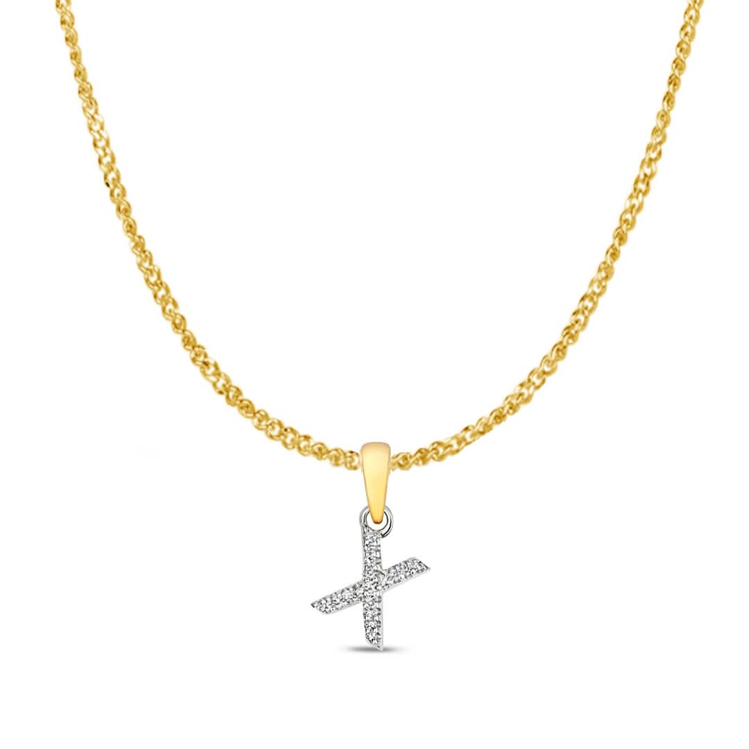 Diamond Initial Necklace | Solid 9 Carat Gold Charm | A to Z