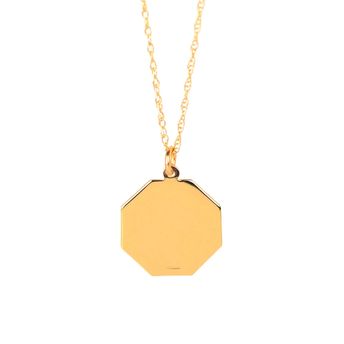 octagonal solid gold st christopher necklace with raised relief reverse image