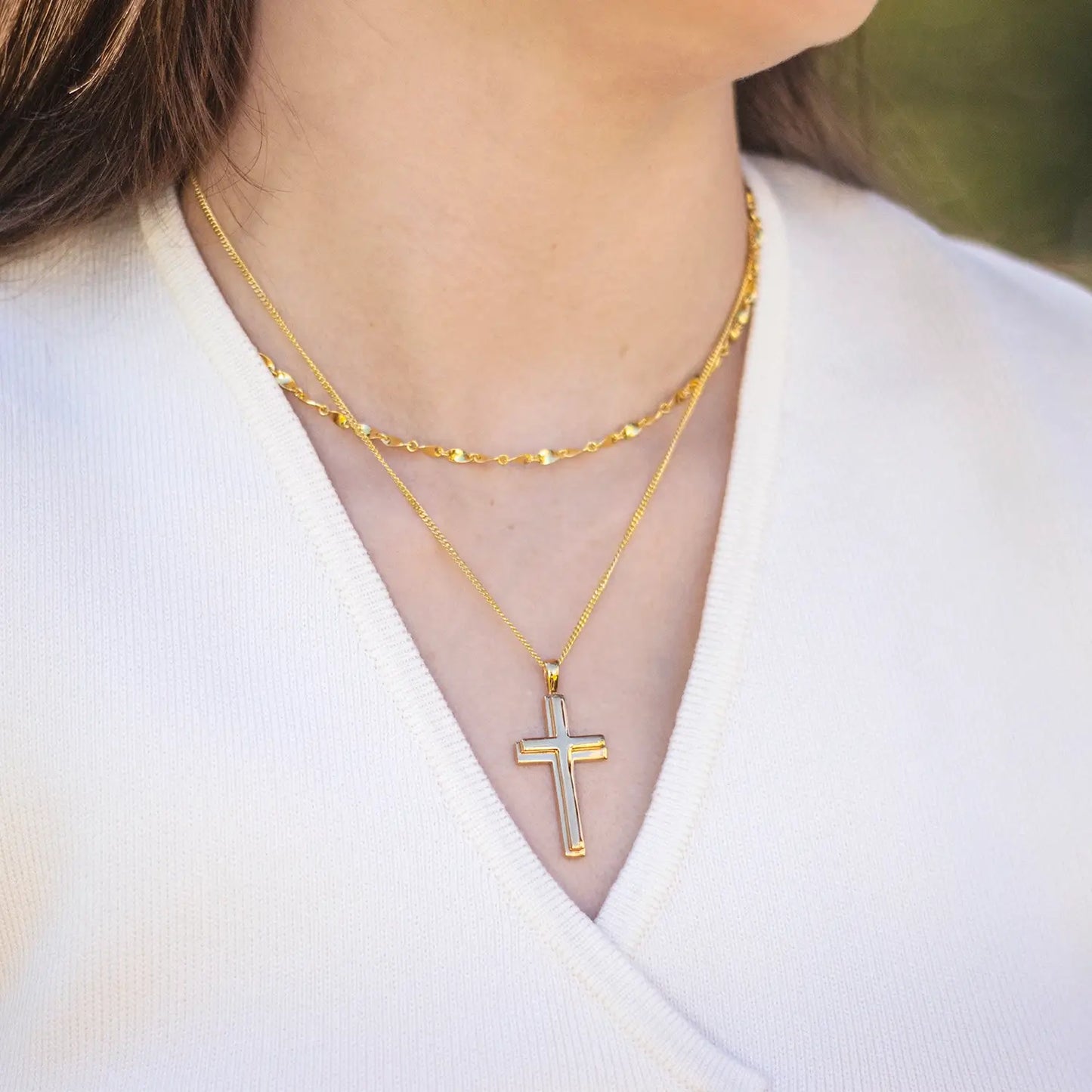 Heavy Gold Cross Necklace