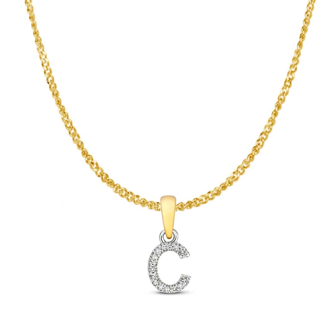 Diamond Initial Necklace | Solid 9 Carat Gold Charm | A to Z
