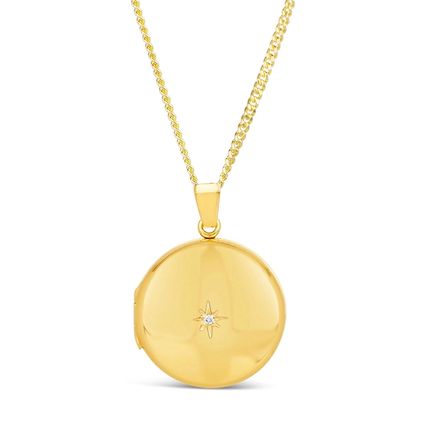 Solid Gold Round Diamond Locket + Photos
