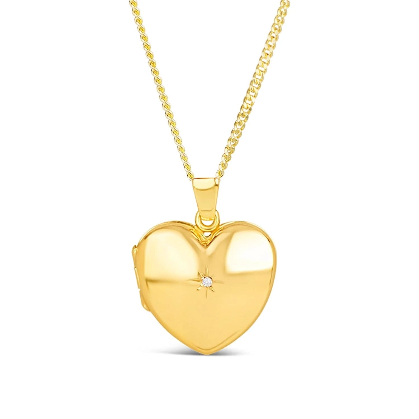 Solid Gold Heart Diamond Locket + Photos
