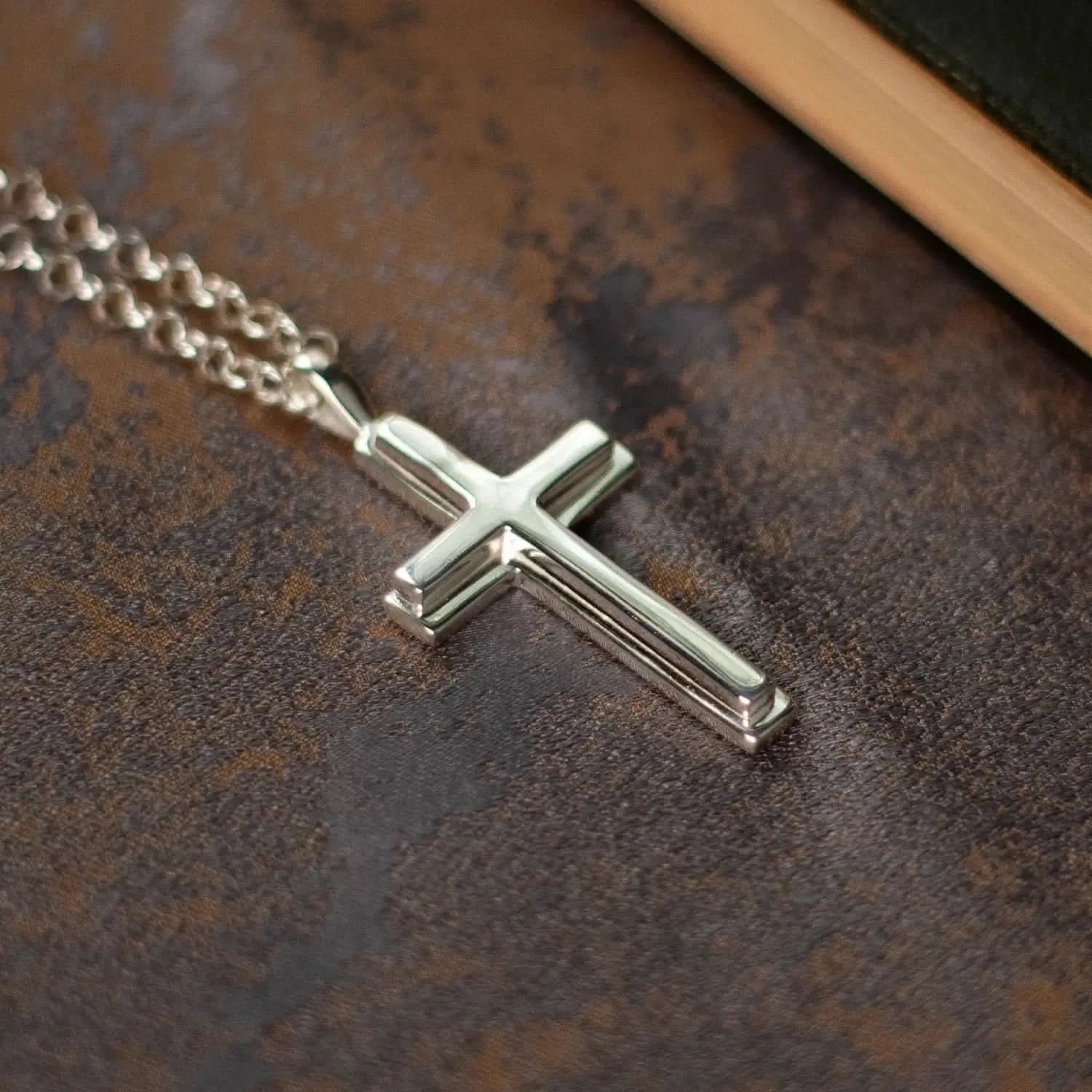 Men's Heavy Sterling Silver Cross Necklace Premium Craftsmanship