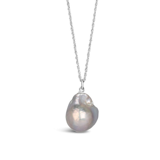 Baroque Pearl Necklace Grey Pearl in Silver