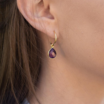 Amethyst Hoop Earrings | Rose Gold | February Birthstone