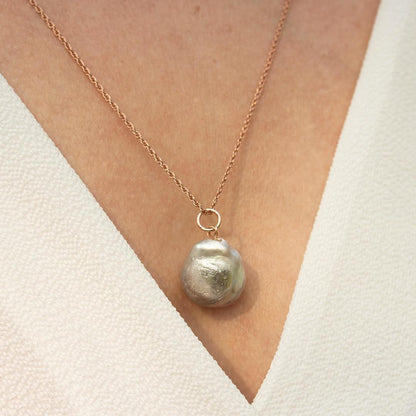Baroque Pearl Necklace | Grey | Rose Gold