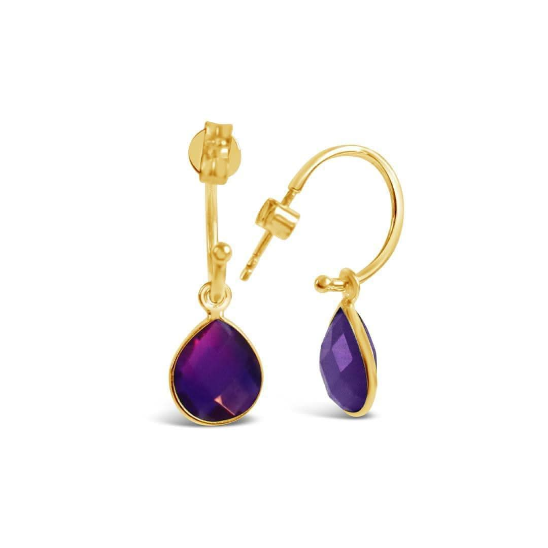 Amethyst Hoop Earrings | Gold | February Birthstone