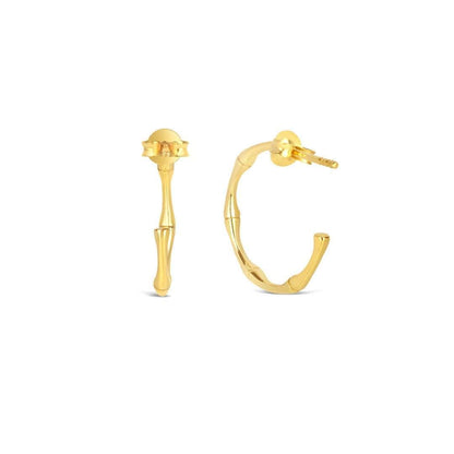 Bamboo Hoop Earrings in Gold