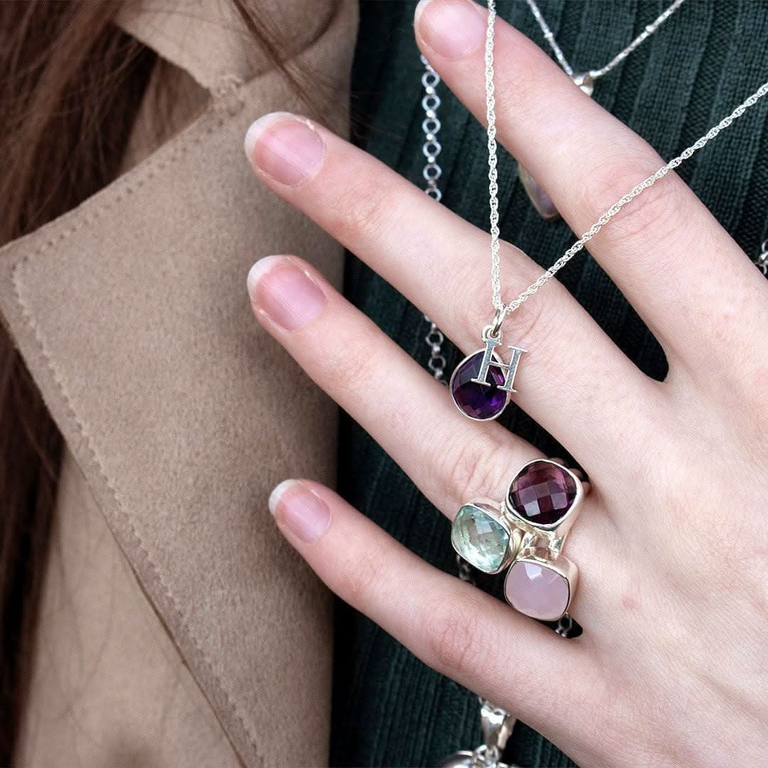 Amethyst Charm Necklace | Silver | February Birthstone