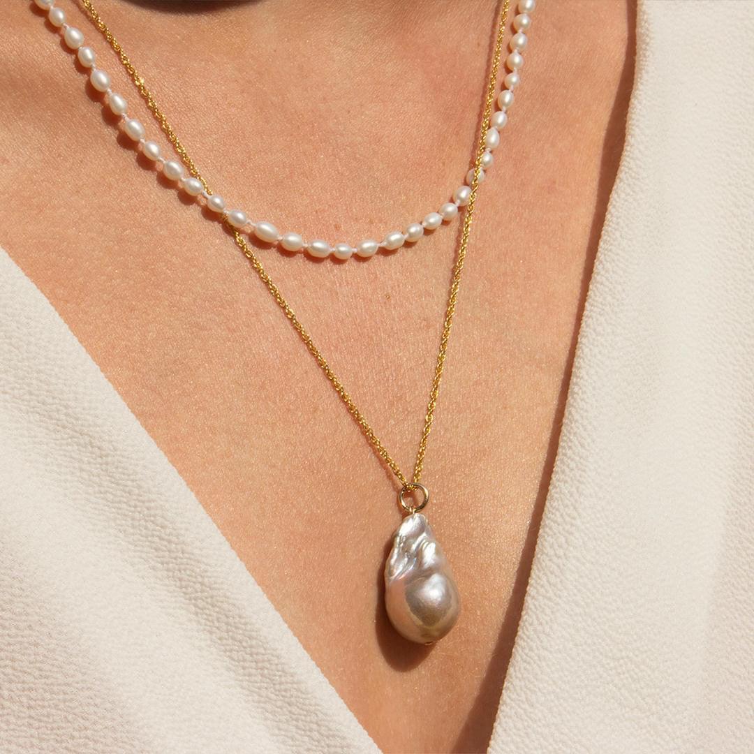 Baroque Pearl Necklace | Grey | Gold