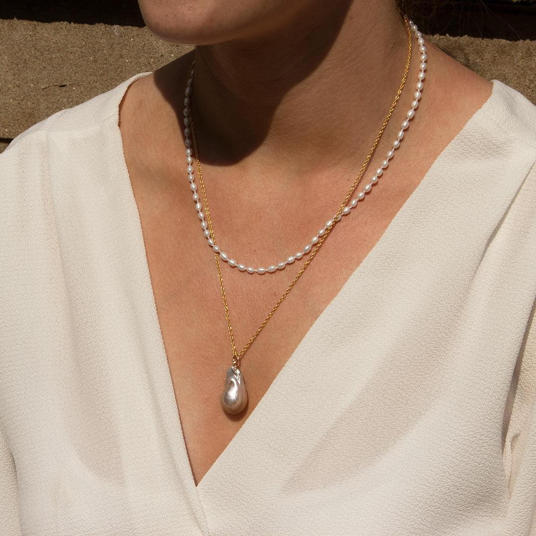 Baroque Pearl Necklace | Grey | Gold