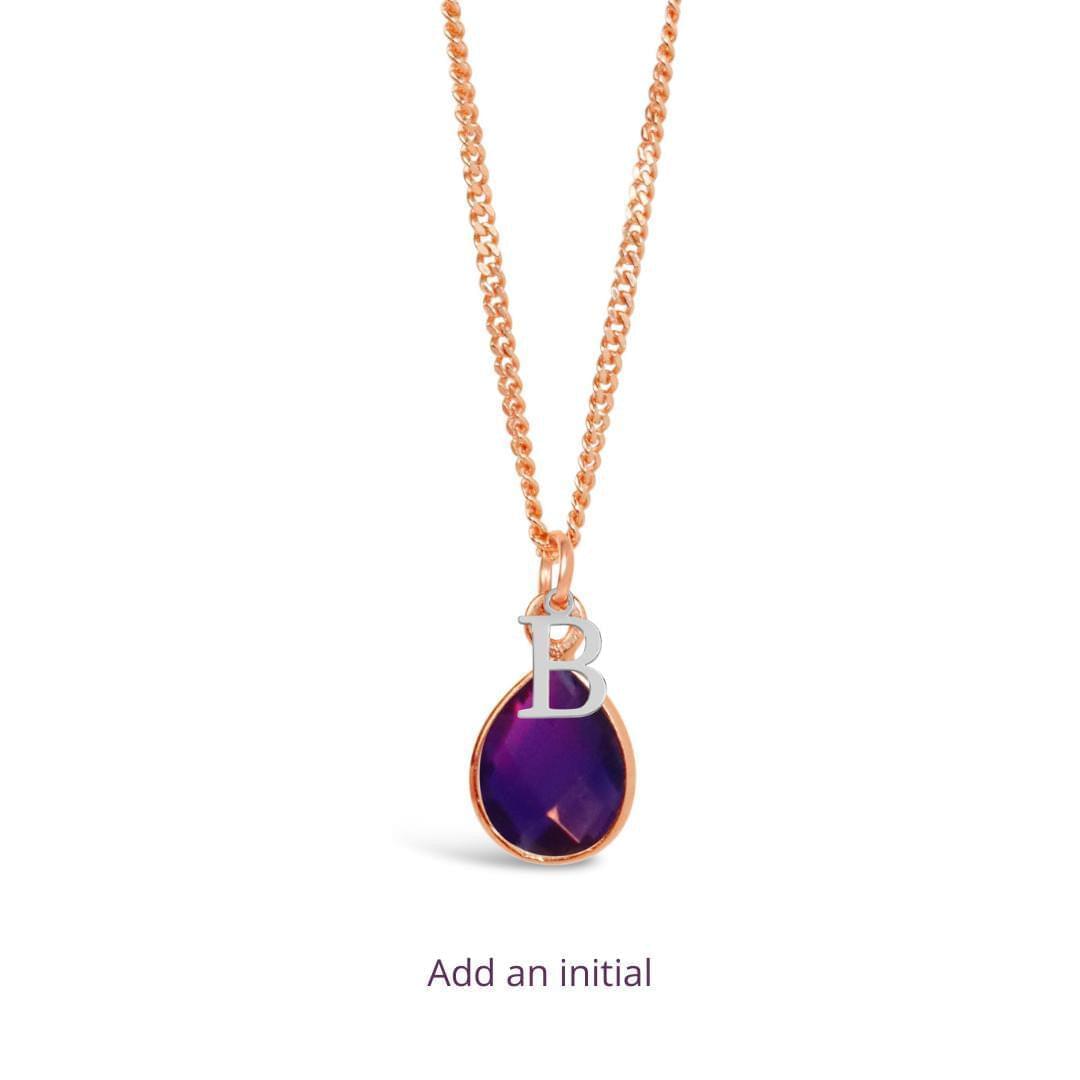 Amethyst Charm Necklace | Rose Gold | February Birthstone