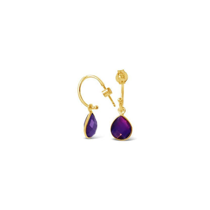 Amethyst Hoop Earrings | Gold | February Birthstone