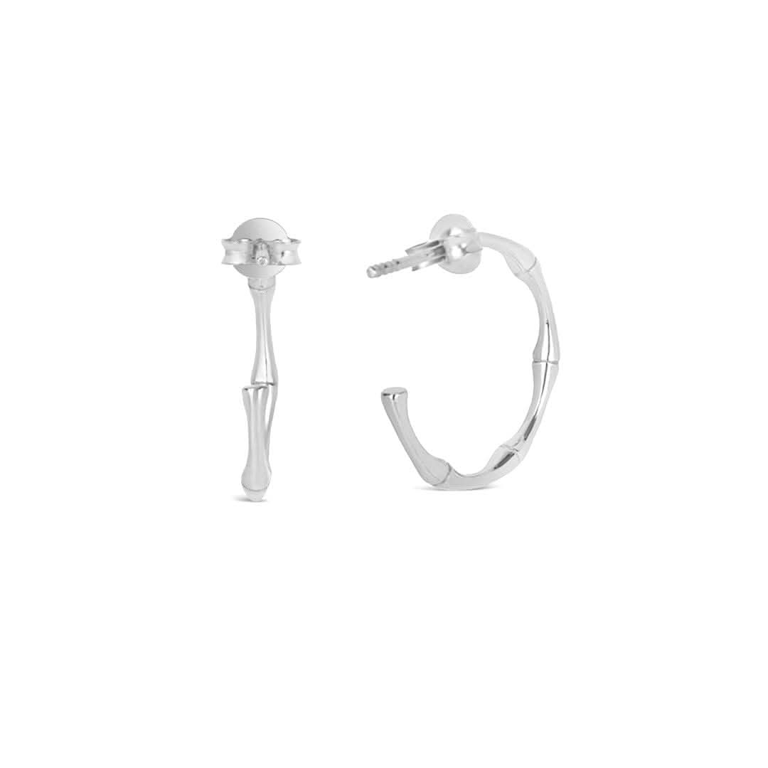 Bamboo Hoop Earrings | Silver