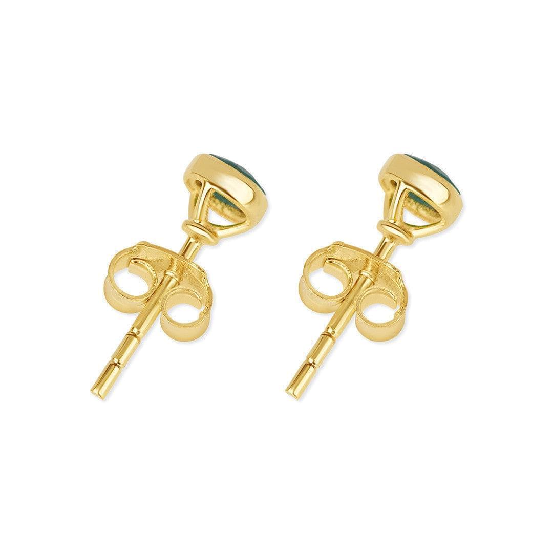 Aqua Chalcedony Mini Stud Earrings | Gold | March Birthstone